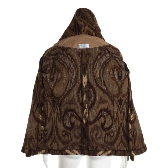 Brocade Womens Jacket S / M Lined Brown Tan Shawl Collar Hand Taylored - Picture 12 of 12